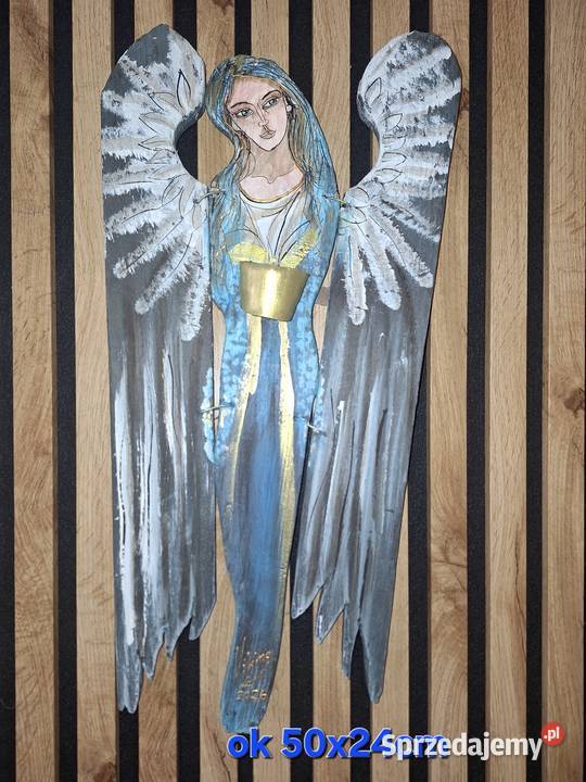 Rękodzieło płaskorzeźba Anioł Bieszczadzki z Strzyżów