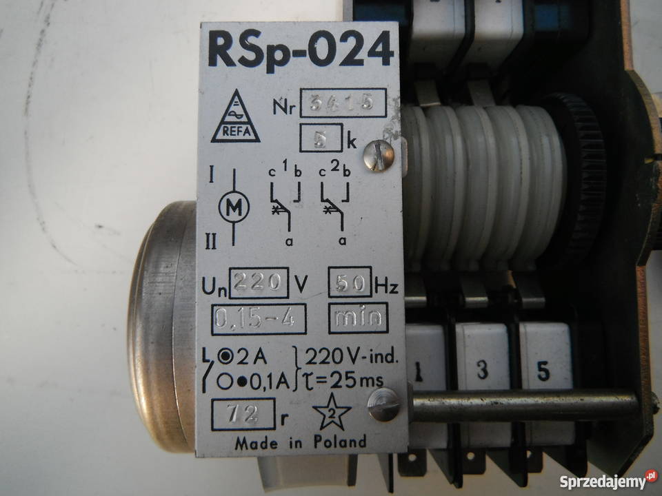 RSp024 Przekaźnik czasowy Refa 220V 50Hz 0154 Produkcja Chlewiska