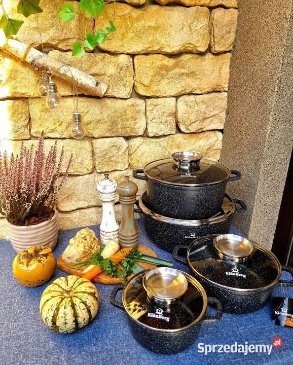 Garnki marmurkowe 4 czarne szare Szczecin