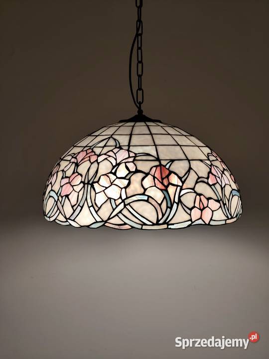 Duża Lampa Wisząca w Stylu Tiffany Witraż 50 łódzkie