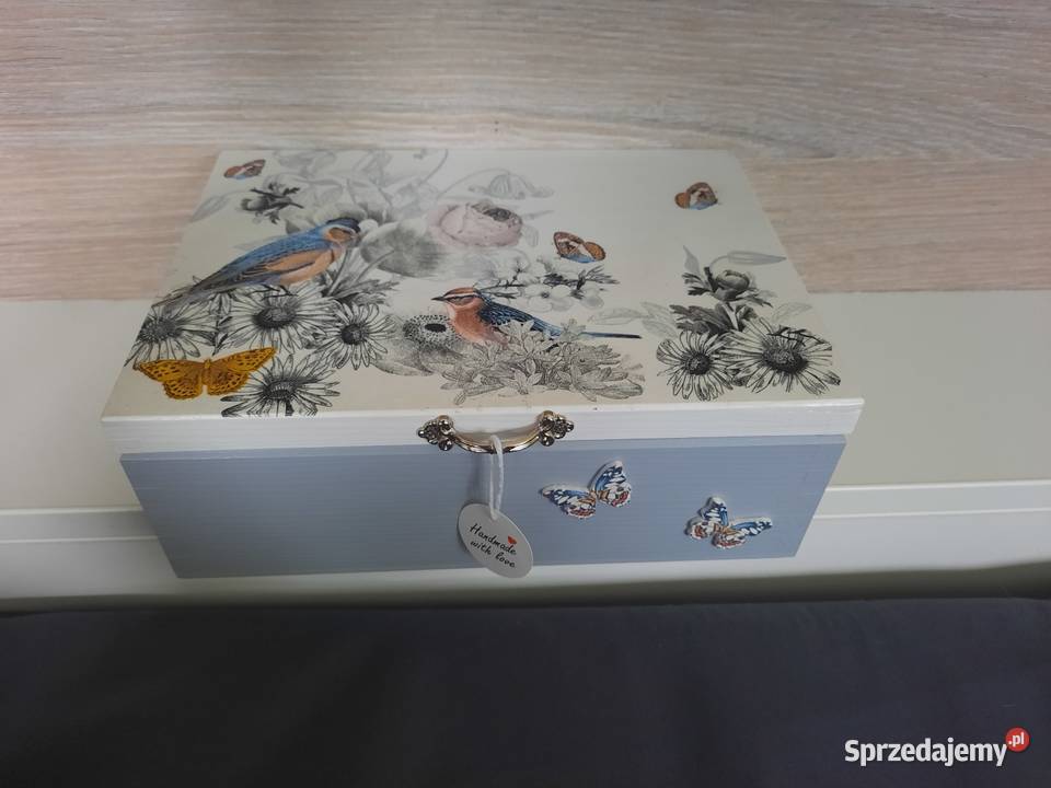 Herbaciarka ptaki szarość szkatułka pudełko ja Kędzierzyn-Koźle