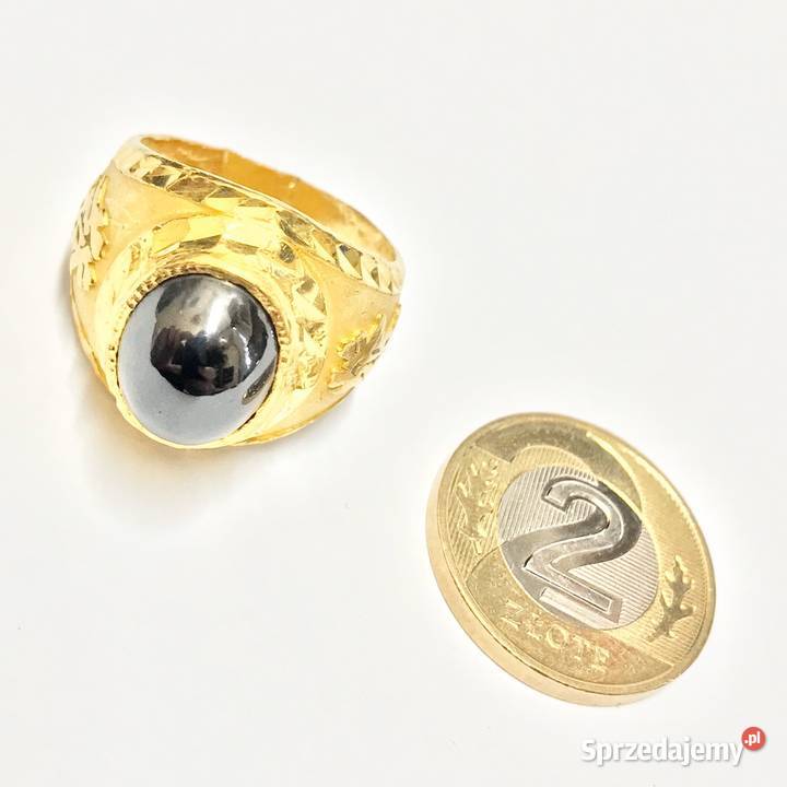 Złoty SYGNET 22K pierścień męski Chiński