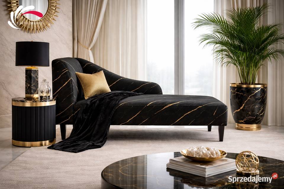Szezlong Premium Czarny Marmur SG2 Edite Meble 72cm Katowice