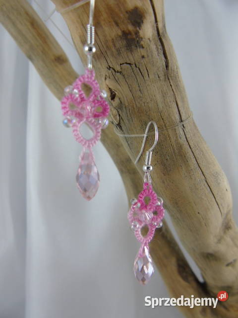 Kolczyki frywolitkowe różne wzory i kolory Wiśniowa