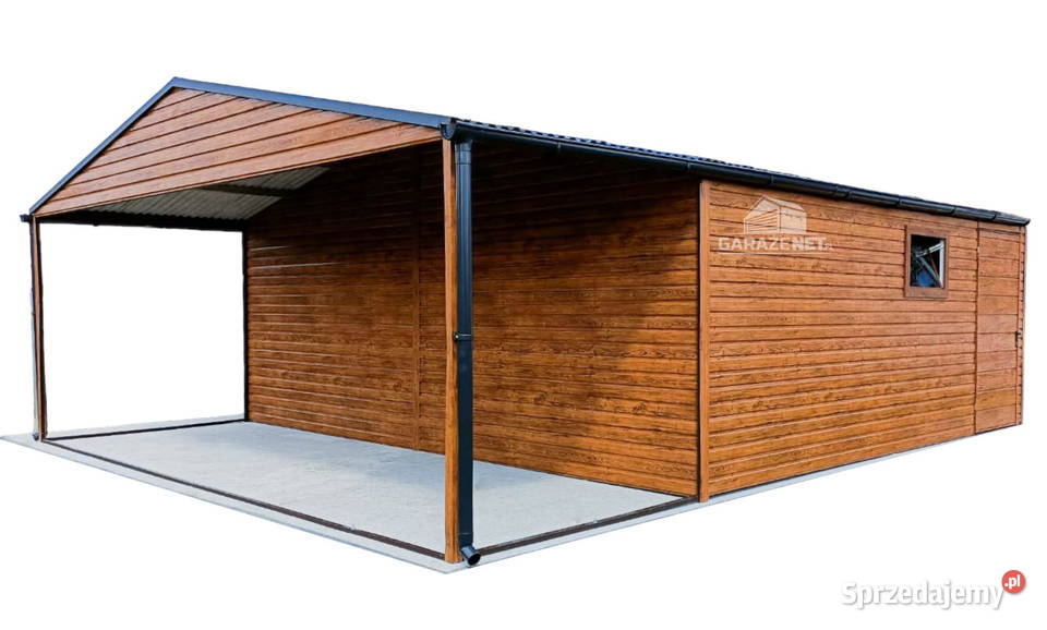 GARAŻ BLASZANY 6m x 5m DWUSPAD 2X BRAMA ORZECH małopolskie Łapanów