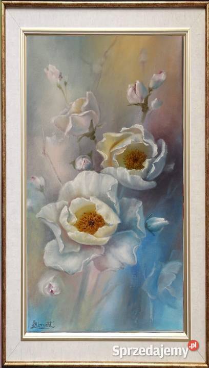 Dzika Róża ręcznie malowany olejny LOlbrycht Malarstwo małopolskie Nowy Sącz