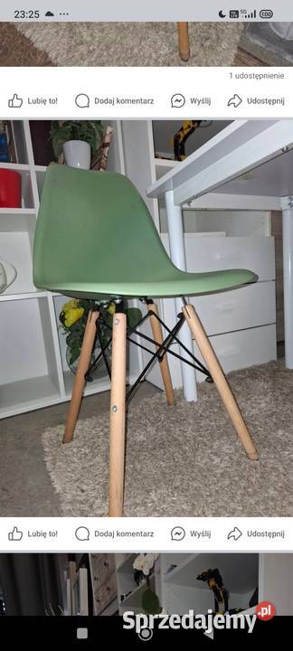 Krzesło styl skandynawski zielone nogi buk 81cm