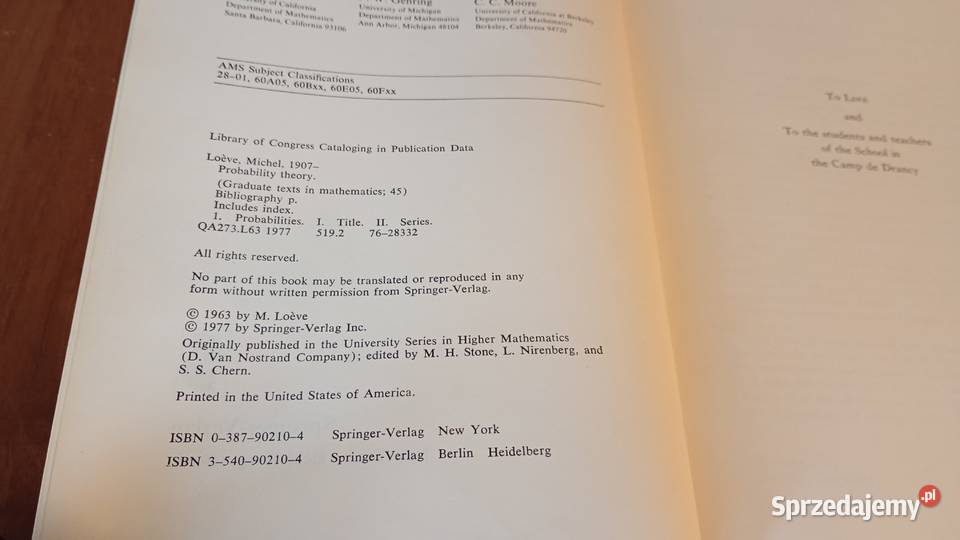 Probability theory 1 Loeve Graduate Texts in Gdańsk