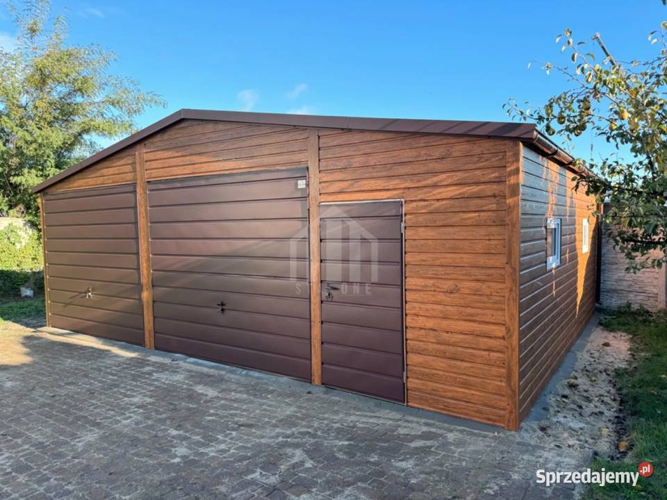 Garaż blaszany 9x6m 2x brama drzwi 3x okno rynny Sprzedaż kujawsko-pomorskie Żnin sprzedam