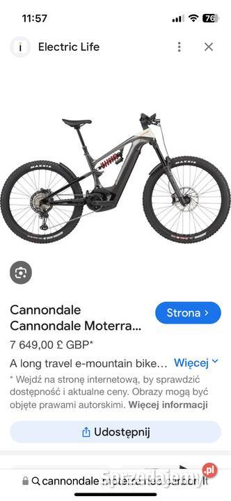 Cannondale Moterra Neo Carbon 2024 nowy rower Nakło Śląskie