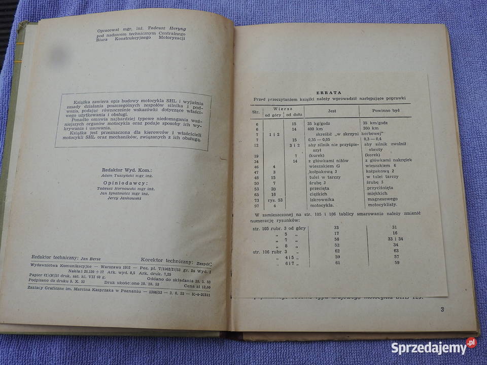 Obsługa Motocykla SHL 125 1953 stan nie Sokół mazowieckie sprzedam