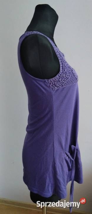 Fioletowa bluzka tunika z kieszonkami i haftem Rozmiar 38(M) Krosno