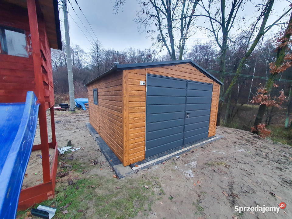 GARAŻ BLASZANY 4x5 m BRAMA OKNO ORZECH Łapanów
