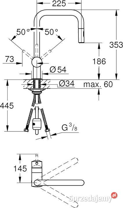 Bateria kuchenna stojąca Grohe Minta szary podkarpackie