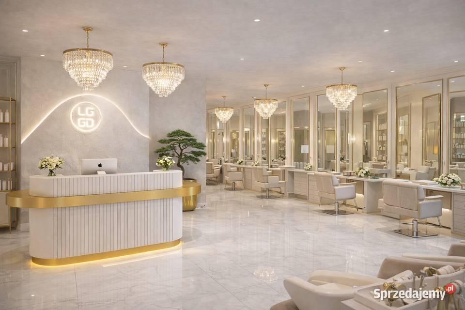 Biała złota recepcja kosmetyczna fryzjerska Golkowice