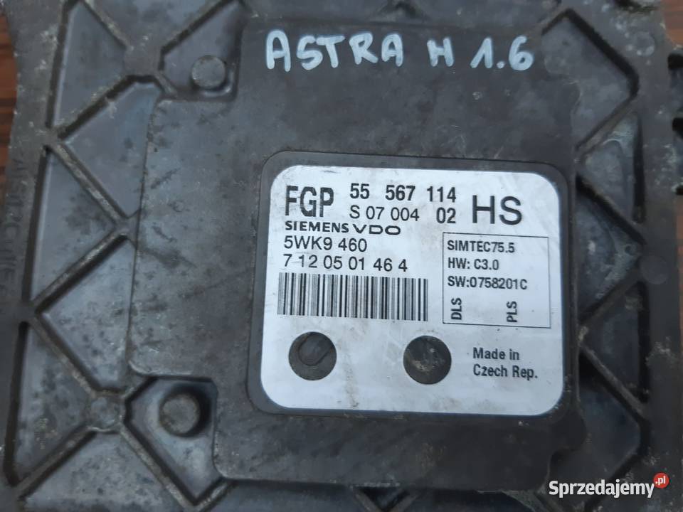 Astra III H 16 16V Zestaw startowy komputer Rok produkcji 2007