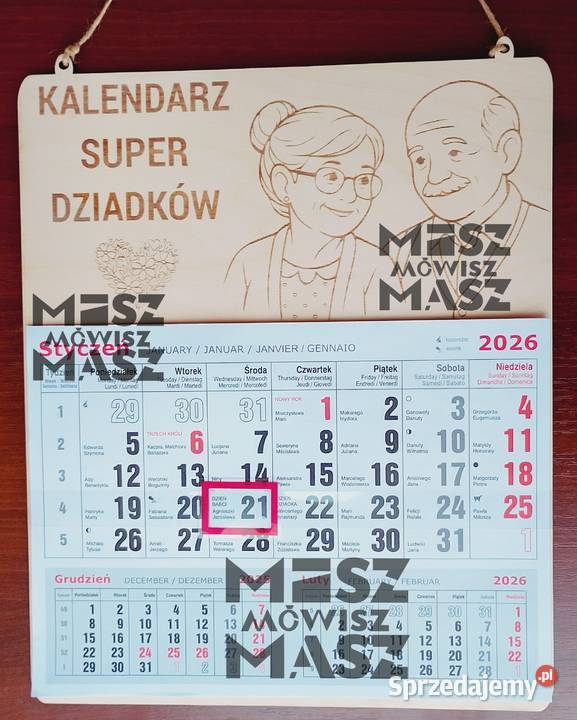 Kalendarz 2026 drewniany na każdą okazję grawer wielkopolskie Racot