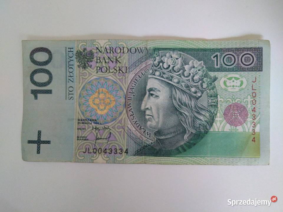 Unikatowy banknot 100 o numerze JL0043334 Numizmatyka Mińsk Mazowiecki