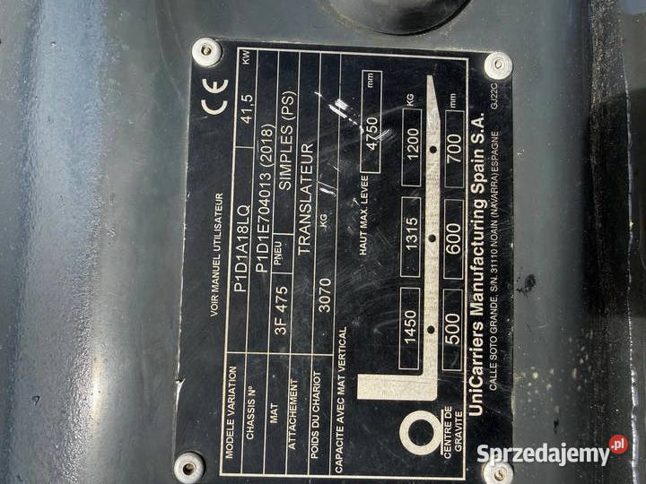 wózek widłowy NISSAN FG18 LPG Triplex 475m Działoszyn