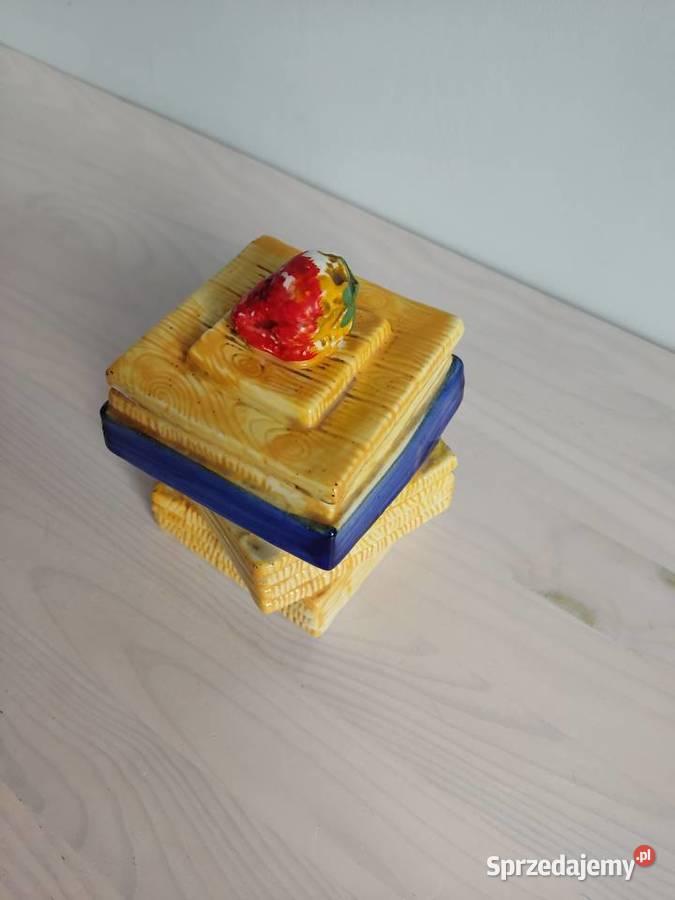 Pojemnik ceramiczny żółty z niebieską kokardką i Akcesoria kuchenne