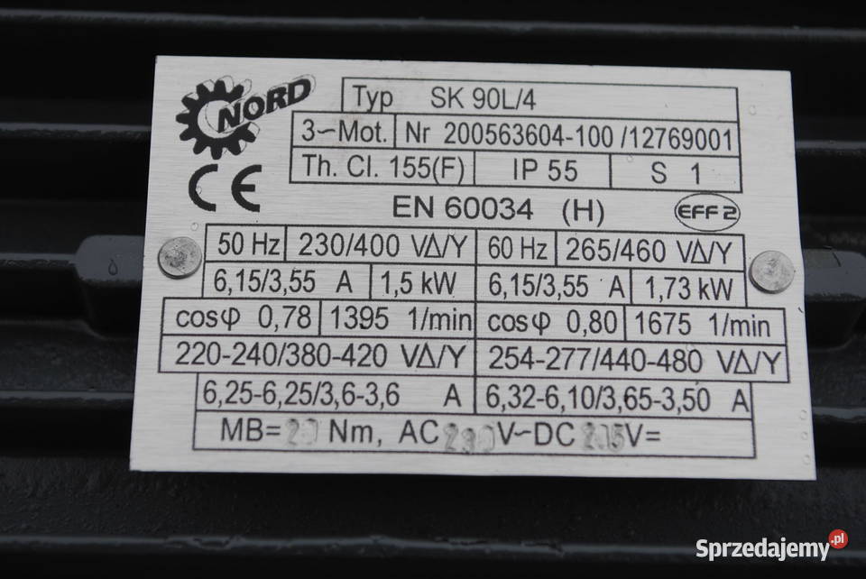 Motoreduktor kątowy 15kw 57obrmin z hamulcem Kargowa sprzedam