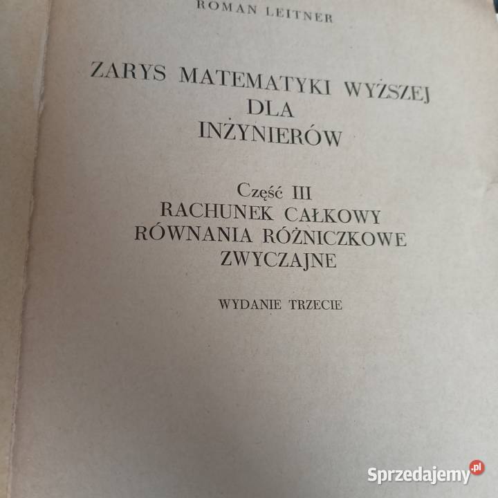 Zarys matematyki wyższej Leitner książki wysyłka pomorskie Gdańsk