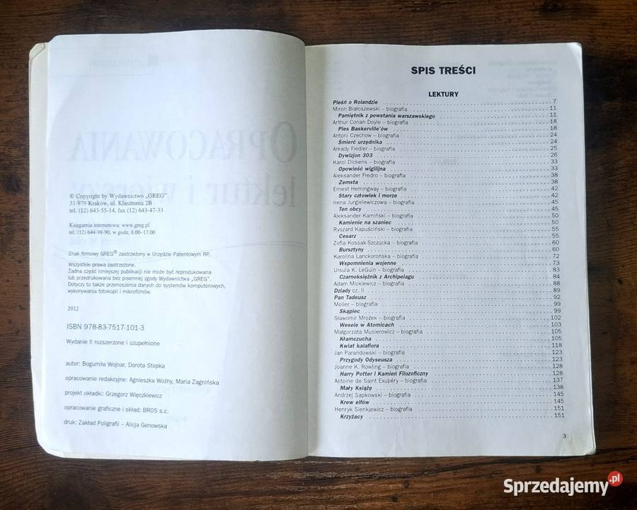 Opracowania lektur i wierszy gimnazjum GREG wielkopolskie Drawsko