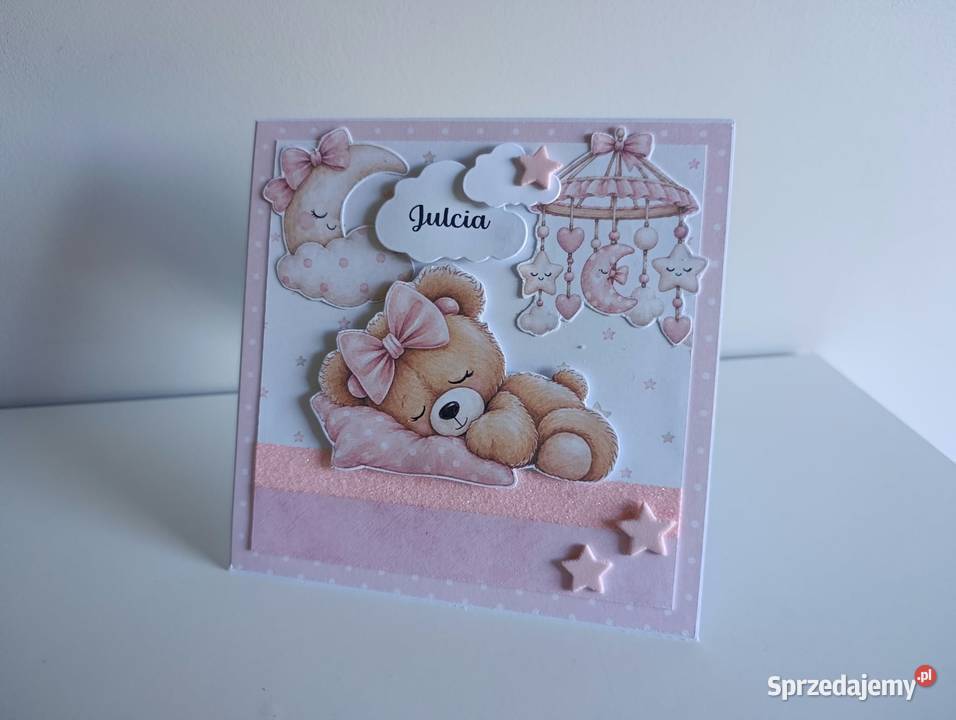 Personalizowana kartka na narodziny miś r łódzkie Łódź
