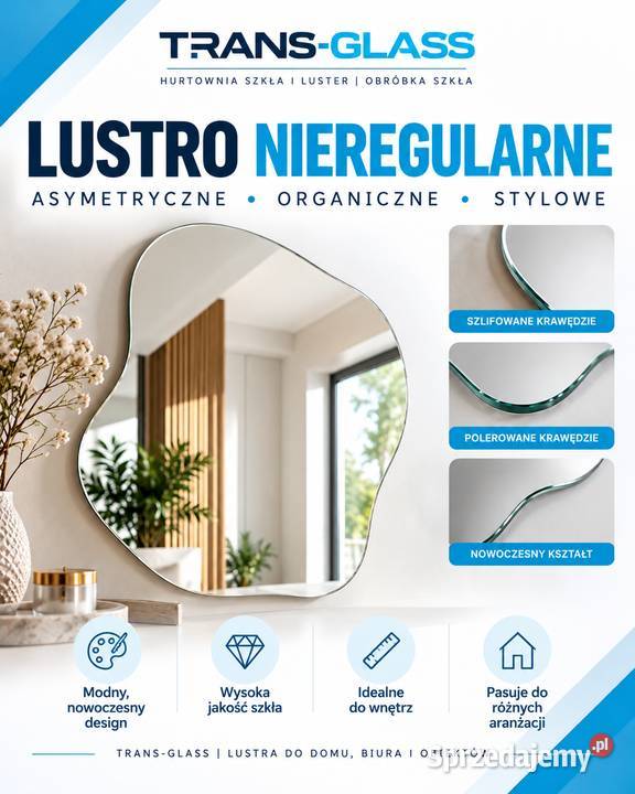 Lustro nieregularne organiczne asymetryczne na