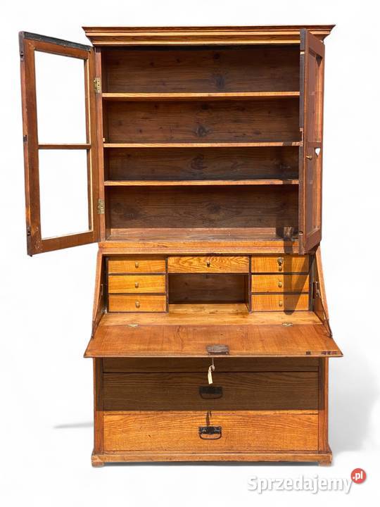 Stary sekretarzyk z przeszkloną nadstawką zachodniopomorskie Gryfice