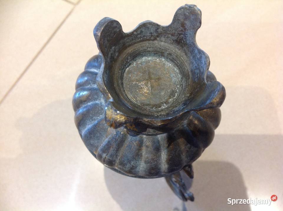 Stary Dzbanek Wazon Cyna Mosiądz Sygnowany lubuskie Nowa Sól