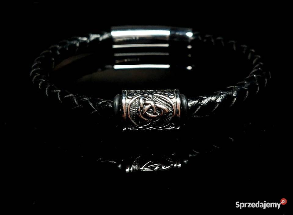 BRANSOLETKA RUNA TRIQUETRA STAL NIERDZEWNA SKÓRA Bransoletki Lublin