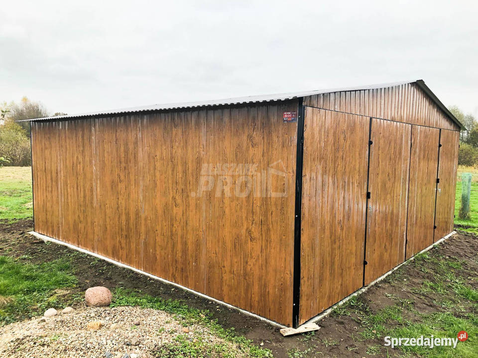 Garaz blaszany 6x6 2x Brama dwuskrzydłowa Międzybłocie