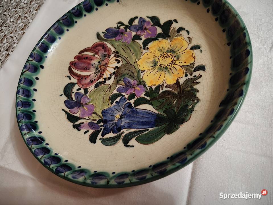 Talerz na ścianę ręcznie malowany Porcelana i szkło