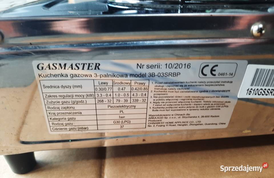 Kuchenka gazowa 3palnikowa GASMASTER Świecie
