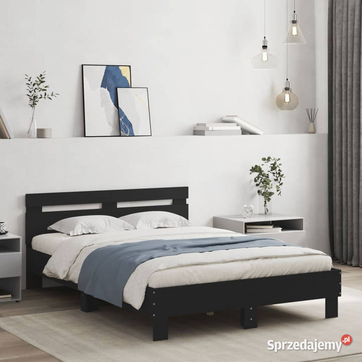 Rama łóżka z wezgłowiem i LED czarna 120x190 Łóżka Warszawa sprzedam