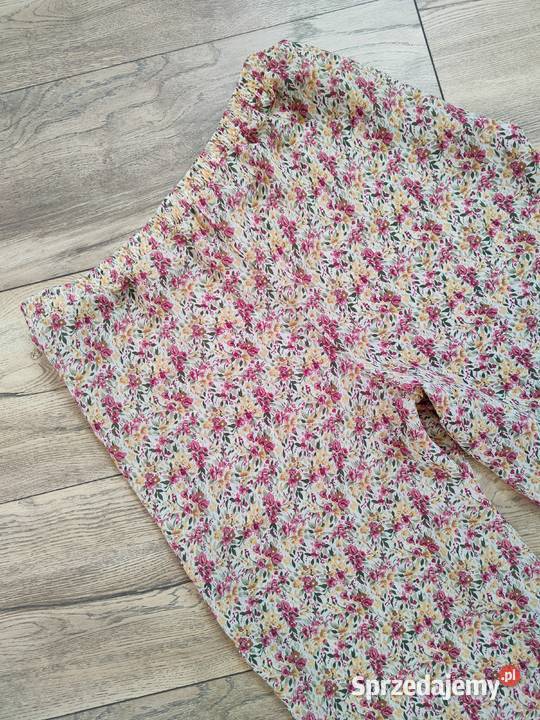 Szerokie spodnie w kwiaty 56 58 60 Moda i Styl