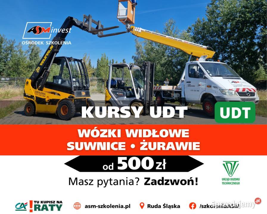Kurs Szkolenie UDT Wózek widłowy ładowarka Tarnowskie Góry