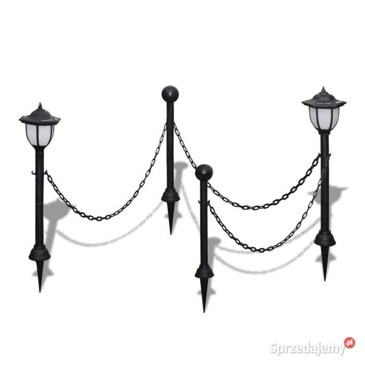 Lampki solarne LED na słupku połączone łańcuchem Warszawa