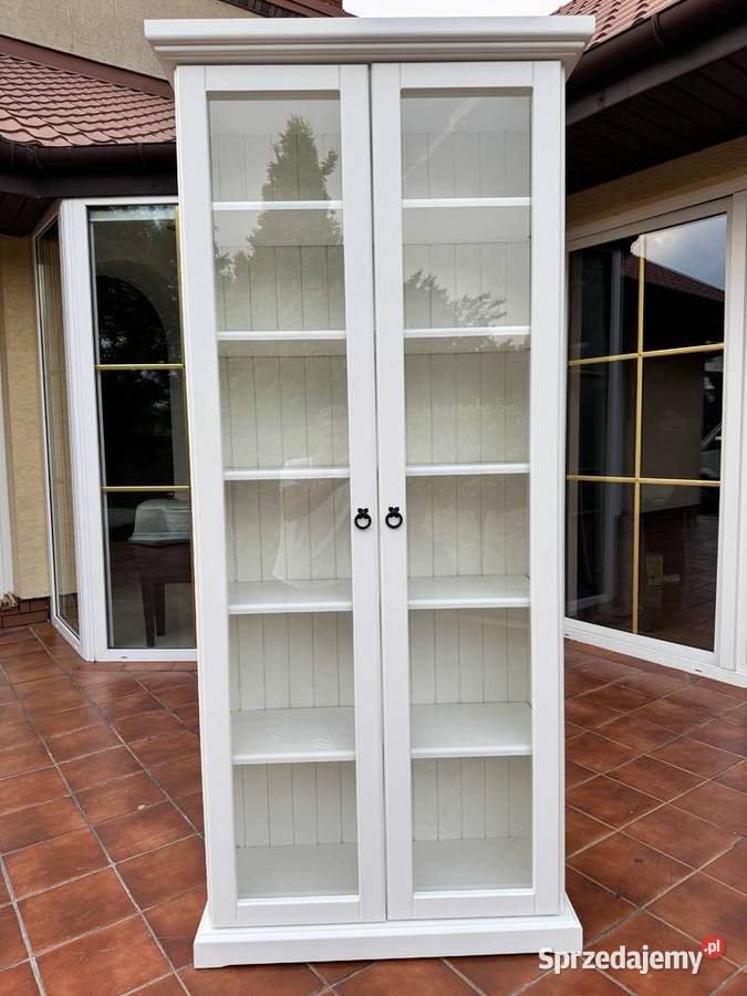 Regał biały przeszklony witryna biblioteka szafa Sulbiny