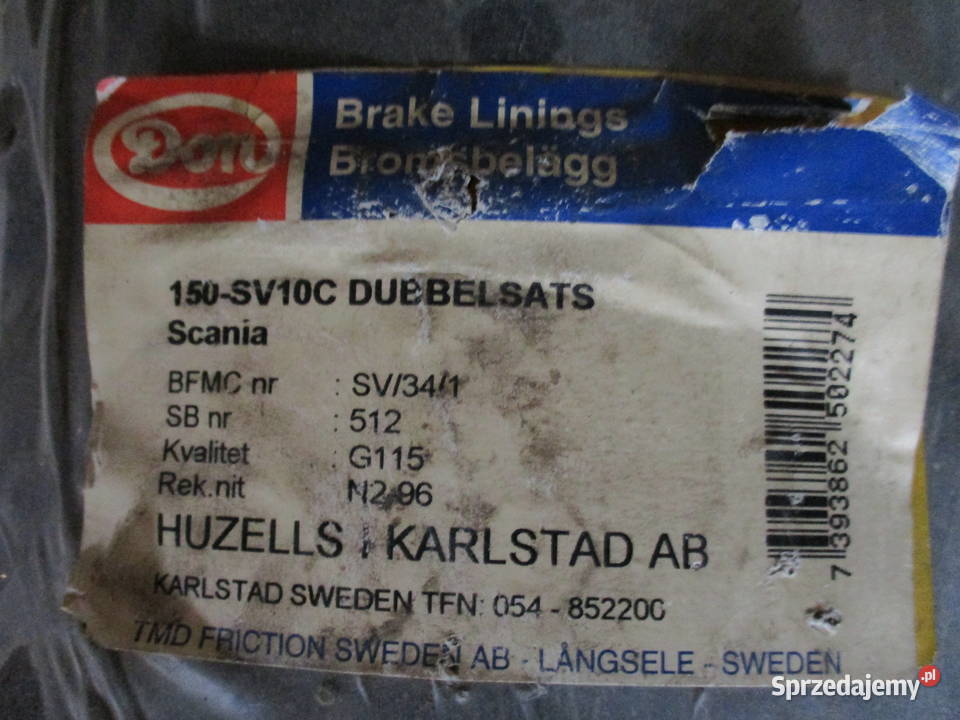 Okładziny szczęk hamulcowych SV341 SCANIA Mogilno