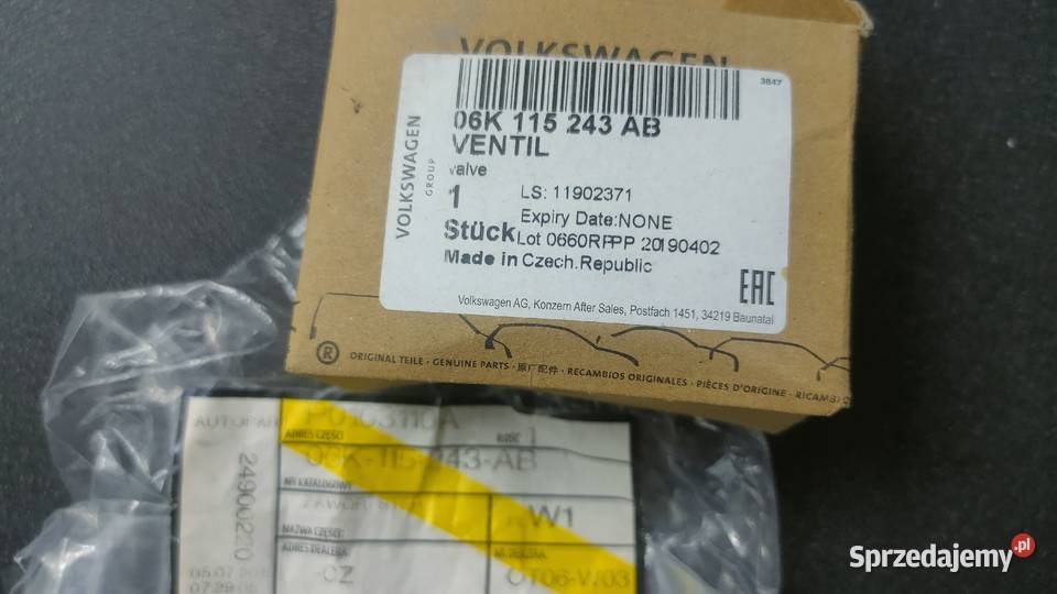 ZAWÓR CIŚNIENIA OLEJU 06K115243 AB Części samochodowe