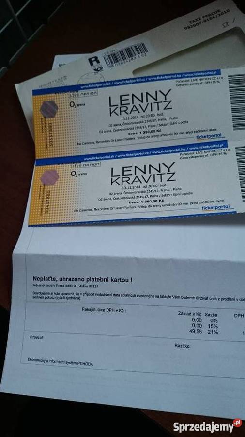 2 BILETY POD SCENĄ LENNY KRAVITZ 3112014 praga a Lubań
