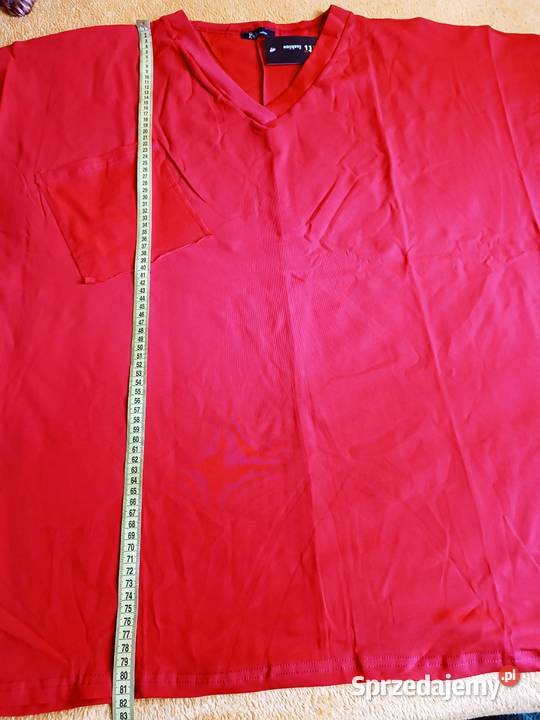 Bluzka tunika czerwona z ozdobną kieszonką Cieszyn