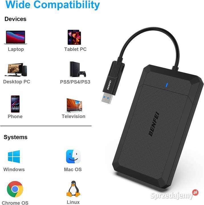 BENFEI Obudowa zewnętrzna 25 SATA na USB CA do podkarpackie Rzeszów