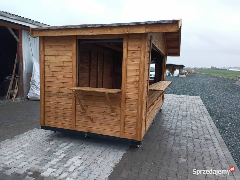 domek handlowy mobilny koła stragan kiosk