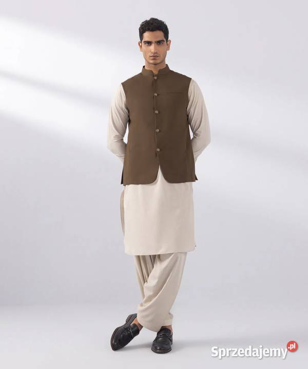 Kamizelka męska Nehru jacket L ciepły brąz Rozmiar L Odzież wyjściowa Szczecin