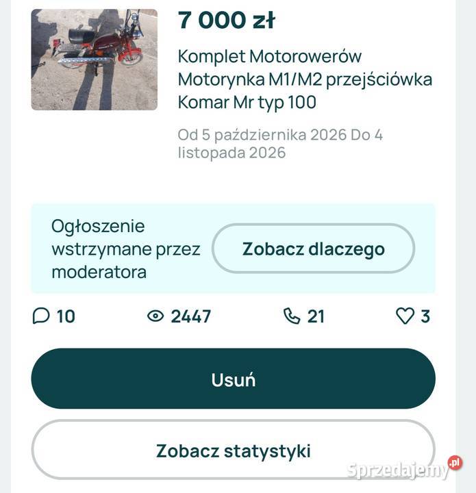 Motorynka Pony M 3ram Zarejestrowan