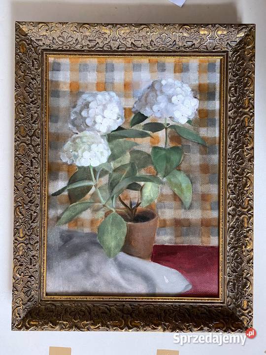 Przedwojenny stary obraz olejny Kwiaty Malarstwo Warszawa