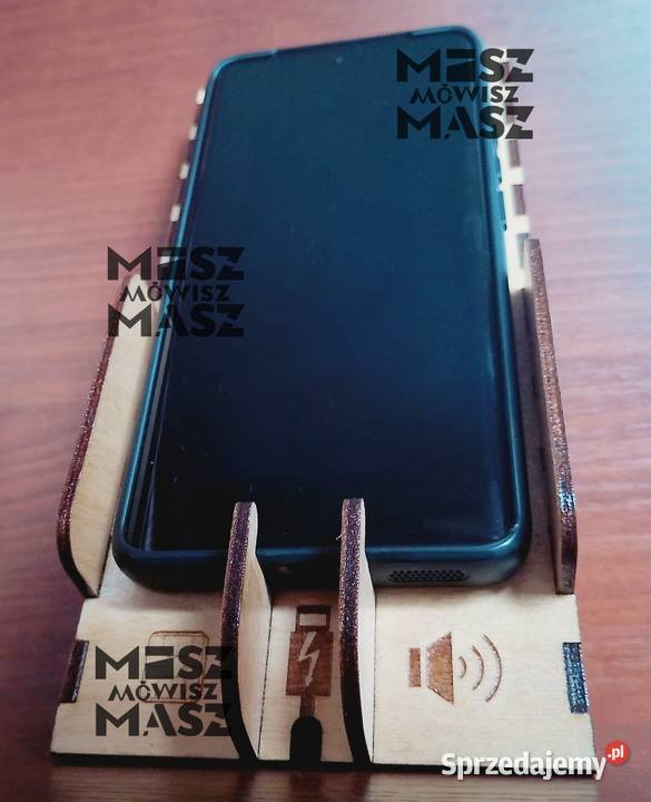 Drewniany stojak na telefon z grawerem dowolnym Podstawki i uchwyty Opole